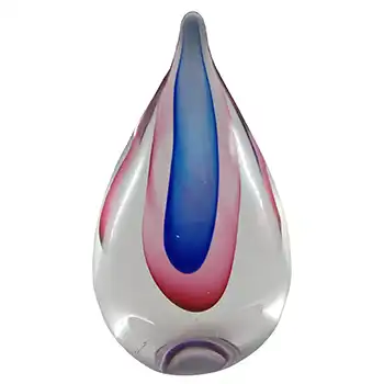 Chinese Murano Style Pink & Blue Sommerso Glass Teardrop Paperweight