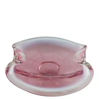 Chřibská #346/5/18 Czech Pink & White Glass Spider Web Bowl