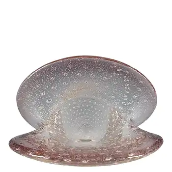 Murano Pink & Clear Silver Leaf Glass Clam Shell Vase