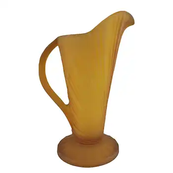Bagley #3072 Art Deco Vintage Amber Glass 'Sunburst' Jug / Vase