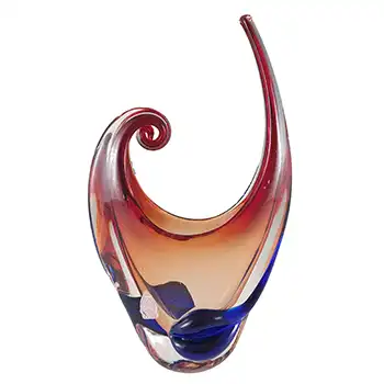 Ferro & Lazzarini Murano Red & Blue Sommerso Glass Sculpture