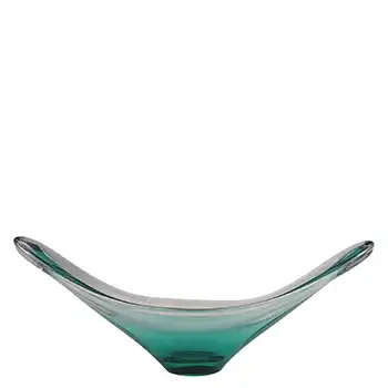 Bayel Vintage French Turquoise & Clear Glass Sculpture Bowl