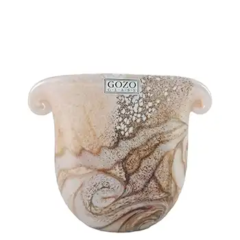 SIGNED Gozo Maltese Marbled Brown Glass 'Stone' Vase