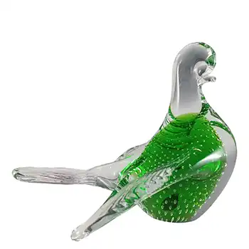 LABELLED Gränna Glashytta Swedish Green Glass Bird Sculpture