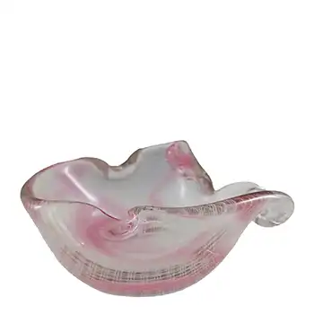 Harrachov Czech Pink & White Lattice Glass 'Harrtil' Bowl