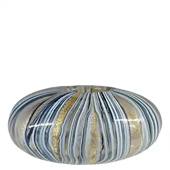LABELLED Isle of Wight Studio 'Zanfirico Oro' Glass Squat Vase