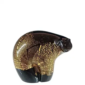 Isle of Wight Studio 'Azurene Gold' Glass 'Minimals' Polar Bear