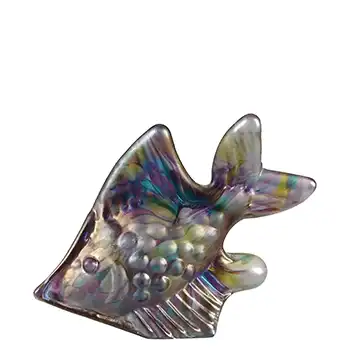 LABELLED Isle of Wight Studio Iridescent Glass Fish Sculpture