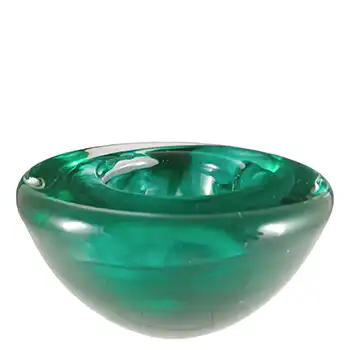 Kosta Boda Green Glass Atoll Candle Holder / Bowl