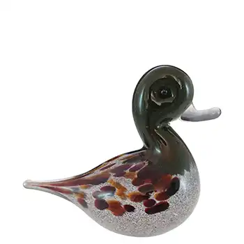 SIGNED & MARKED Langham Speckled Brown Glass Duck Sculpture