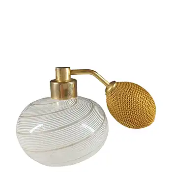 Murano White Filigree & Copper Aventurine Glass Perfume Bottle