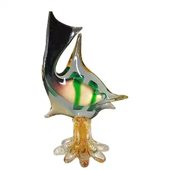 Murano Polveri Gold Leaf Brown & Green Glass Fish Sculpture