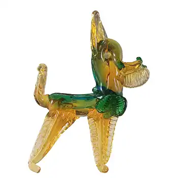 Murano Venetian Green & Amber Glass Scottie Dog Sculpture