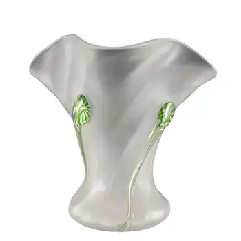Victorian / Art Nouveau Green & Clear Glass 'Tadpole Trails' Vase