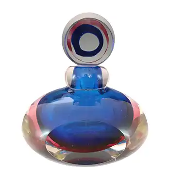 Fifth Avenue Chinese Pink & Blue Sommerso Faceted Glass Perfume Bottle