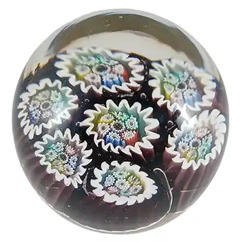 Murano Vintage Millefiori Aventurine Glass Paperweight
