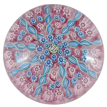 John Deacons Jay Glass Millefiori Radial Paperweight - J Cane