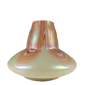 Rindskopf Art Nouveau Uranium Green Glass Pulled Feather Vase
