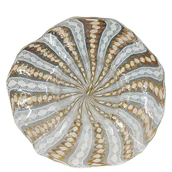 Salviati Murano / Venetian Zanfirico & Copper Aventurine Glass Plate