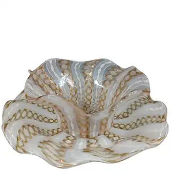 Salviati Murano Zanfirico & Aventurine Glass Bowl + Plate Set
