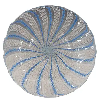 Salviati Murano Zanfirico & Copper Aventurine Blue Glass Plate