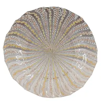 Salviati Murano Zanfirico & Copper Aventurine Yellow Glass Plate