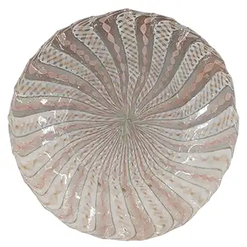Salviati Murano Zanfirico & Copper Aventurine Pink Glass Plate