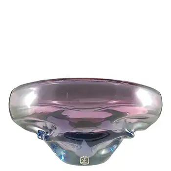 Skrdlovice #5954 Czech Purple & Blue Glass Bowl by Jan Beránek