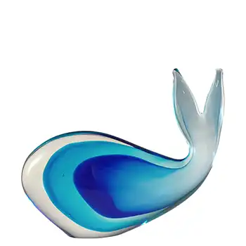 Chinese Murano Style Blue Sommerso Glass Whale / Fish Sculpture
