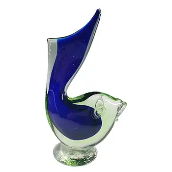 Murano / Venetian Blue & Uranium Green Sommerso Glass Fish