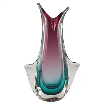 Murano / Venetian Pink & Turquoise Sommerso Glass Vase
