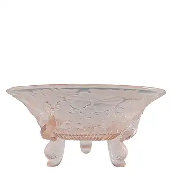 MARKED Sowerby #1544 Art Deco Pink Glass 'Dolphin' Bowl