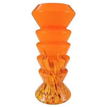 Ernst Steinwald / Franz Tomschick Czech Orange Spatter Glass Vase