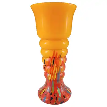 Ernst Steinwald / Franz Tomschick Czech Orange Spatter Glass Vase