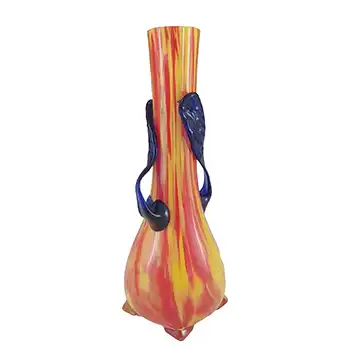 Czech / Bohemian Orange & Yellow Spatter Glass Vase