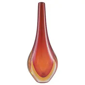 Murano / Venetian Red & Amber Sommerso Glass Stem Vase