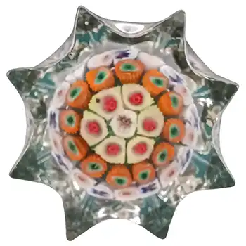 Strathearn #P13 Scottish Blue Glass Millefiori Miniature Star Paperweight