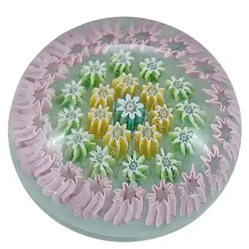 Perthshire #PP3 Green Glass Early Miniature Millefiori Paperweight