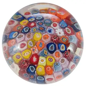 Strathearn #P14 Scottish Carpet Millefiori Closepack Pink Glass Paperweight