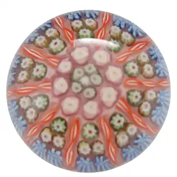 Strathearn #P8 Scottish Millefiori Lattice Pink Glass Paperweight