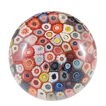 LABELLED Strathearn #P15 Carpet Millefiori Closepack Red Glass Paperweight