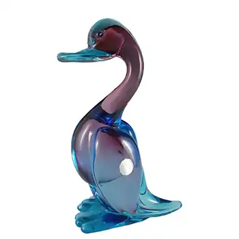 AVEM Murano Purple & Blue Sommerso Bubble Glass Duck Figurine
