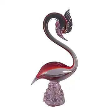 Murano Red & Neodymium Lilac / Blue Vintage Glass Swan