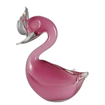 LABELLED Vetro Artistico Veneziano Murano Pink Cased Glass Swan