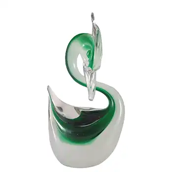 Murano Vintage Green & White Venetian Glass Swan Sculpture