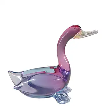 Barbini Murano Gold Leaf, Purple & Blue Glass Duck Sculpture