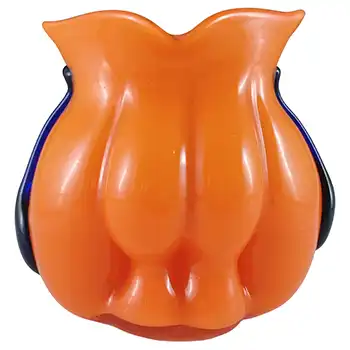 Czech / Bohemian Art Deco Orange & Blue Tango Glass Vase