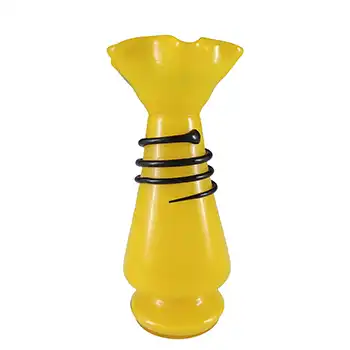 Czech / Bohemian 1930's Yellow & Black Tango Glass Vase