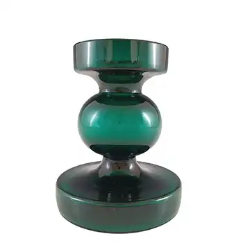 Alfred Taube German Green Hooped Glass 4.25" Vase / Candlestick