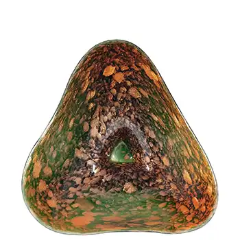 Fratelli Toso Murano Copper Aventurine Green Glass Bowl